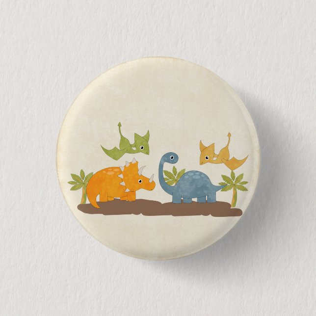 Niedliche Dinosaurier prähistorische Tierwelt Button (Vorderseite)