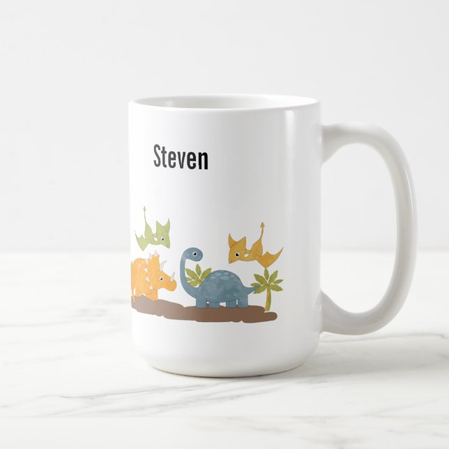 Niedliche Dinosaurier prähistorische Tierwelt Kaffeetasse (Rechts)