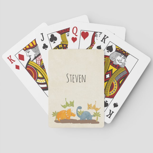 Niedliche Dinosaurier prähistorische Tierwelt Spielkarten (Rückseite)