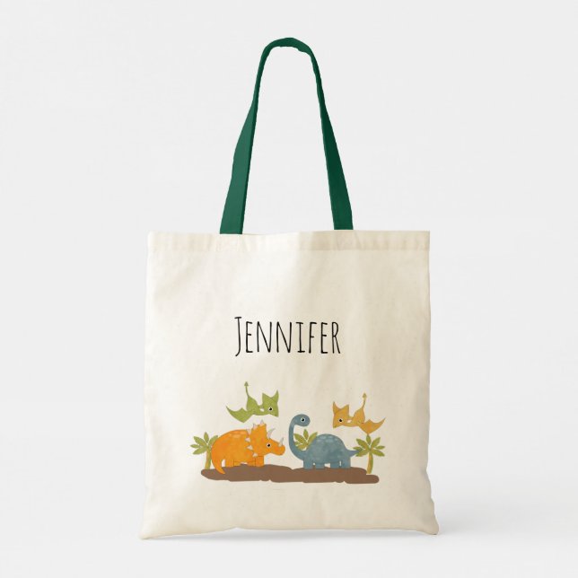 Niedliche Dinosaurier prähistorische Tierwelt Tragetasche (Rückseite)