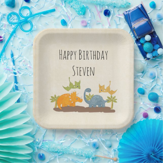 Niedliche Dinosaurier Prähistorische Wildtiere Geb Pappteller (Party)