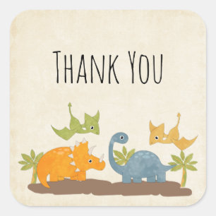 Niedliche Dinosaurier Prähistorisches Wildleben Da Quadratischer Aufkleber