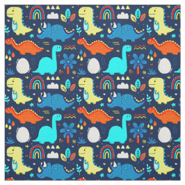 Niedliche Dinosaurier & Regenbows Zeichnungen Stoff
