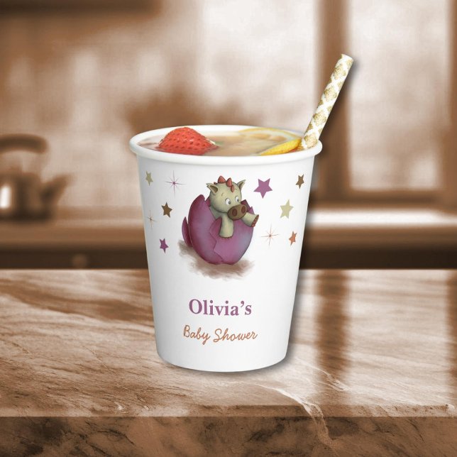 Niedliche Dinosaurier Schläge Girl Baby Duschpapie Pappbecher (Von Creator hochgeladen)