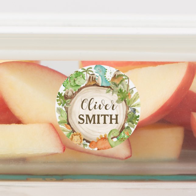 Niedliche Dinosaurier Schule Flasche Mittagsschach Etiketten (Befestigt)