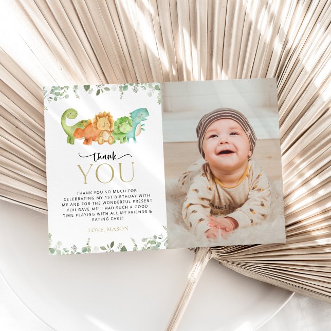 Niedliche Dinosaurier, T-Rex, Jurassic, erster Geb Dankeskarte (Von Creator hochgeladen)