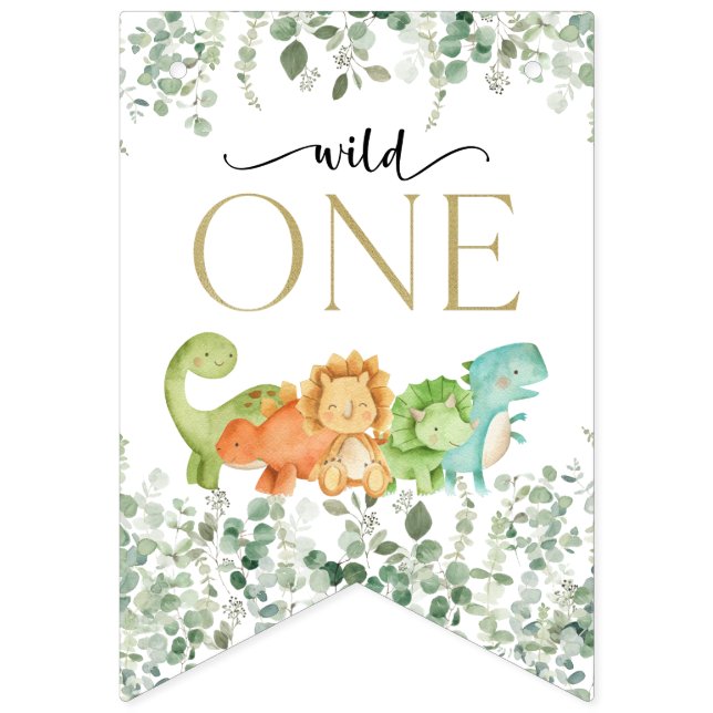 Niedliche Dinosaurier, T-Rex, Jurassic, erster Geb Wimpelkette (Erste Fahne)