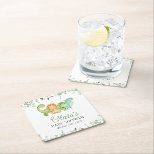 Niedliche Dinosaurier, T-Rex, Jurassik, Babydusche Rechteckiger Pappuntersetzer