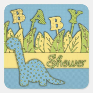 Niedliche Dinosaurier-Thema-Baby-Dusche Quadratischer Aufkleber