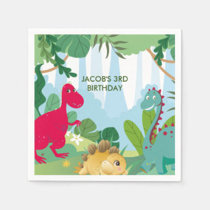 Niedliche Dinosaurier Thema Geburtstagsparty Serviette