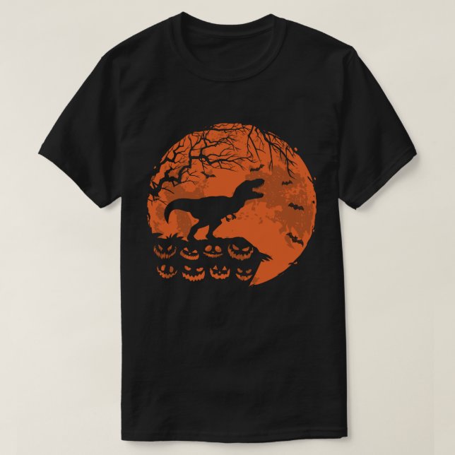 Niedliche Dinosaurier und Moon Funny Halloween Kos T-Shirt (Design vorne)
