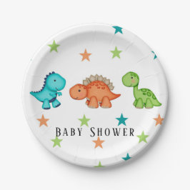 Niedliche Dinosaurier und Stars Babydusche Pappteller