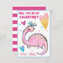 Niedliche Dinosaurier Valentine Karte für Kinder S