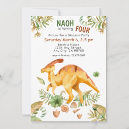Niedliche Dinosaurier Vierte Geburtstagsparty Einl Einladung