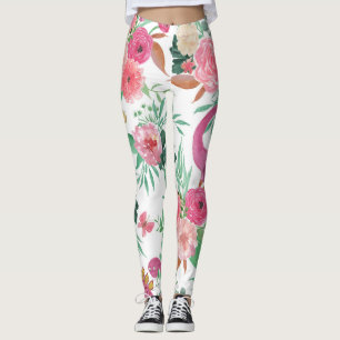 Niedliche Dinosaurier Vintages Blumenmuster Leggings