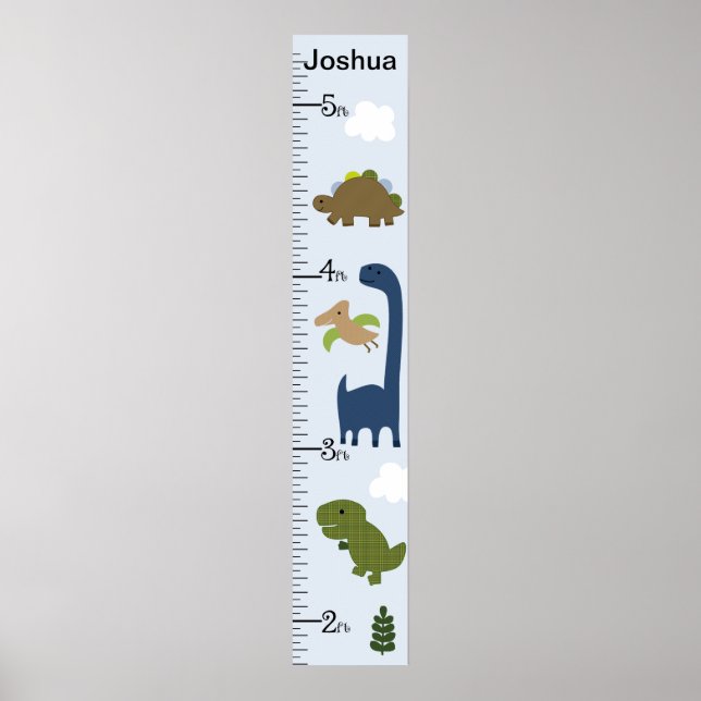 Niedliche Dinosaurier Wachstumsdiagramm Behalten a Poster (Vorne)
