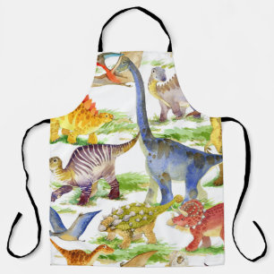 Niedliche Dinosaurier Wasserfarbe Nahtlose Kunst Schürze