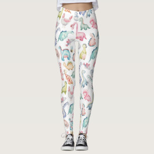 Niedliche Dinosaurier, Wasserfarbmuster für Kinder Leggings