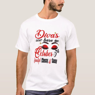 Niedliche Diva-Frauen sind am 5. Oktober Geboren T-Shirt