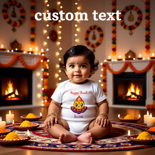 Niedliche Diya-Lampe für Diwali mit benutzerdefini Baby Strampler