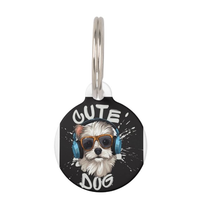 NIEDLICHE DOG-BILDSCHIRM IN DER Runden Pet-Markier Haustiermarke (Vorderseite)