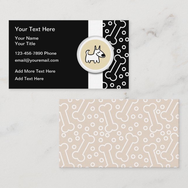 Niedliche Dog Bones Theme Trendy Business Cards Visitenkarte (Vorne/Hinten)