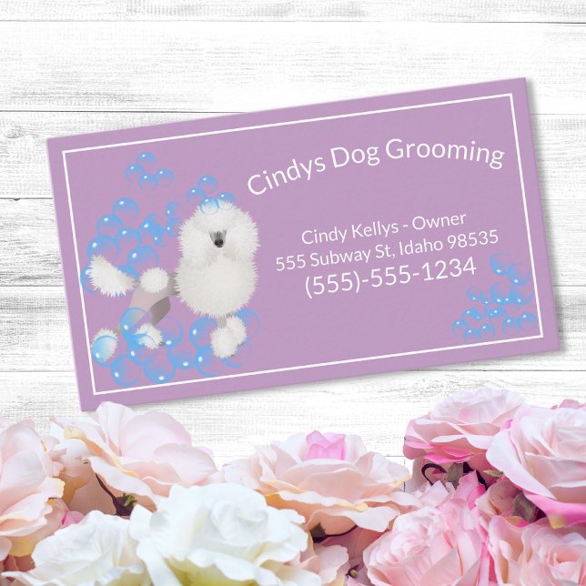 Niedliche Dog Grooming Bubbles Business Card Visitenkarte (Von Creator hochgeladen)