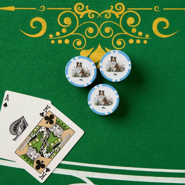 Niedliche Dog-Illustration - Collie Pokerchips (Pokertisch (Stapel))