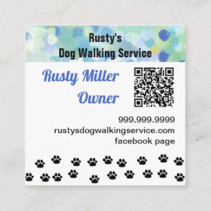 Niedliche Dog Paws Knochen Pet Service QR Quadratische Visitenkarte