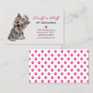 Niedliche Dog Pet Grooming Service Paw Print Visitenkarte