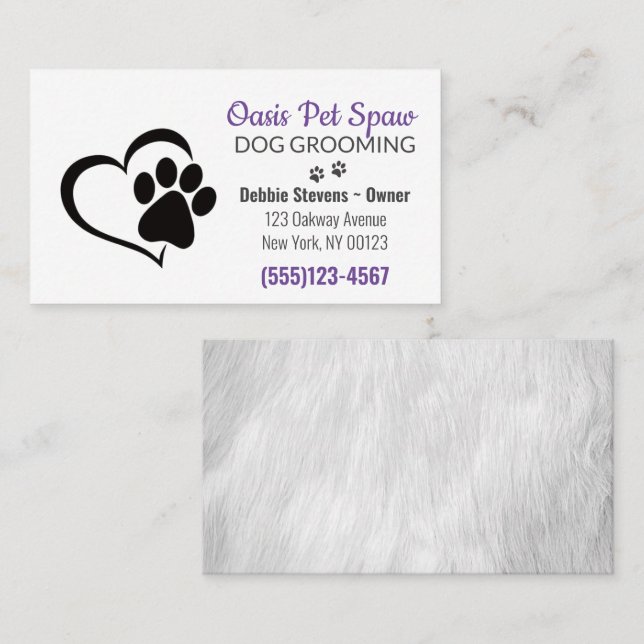 Niedliche Dog Pet Grooming Service-Visitenkarte Visitenkarte (Vorne/Hinten)