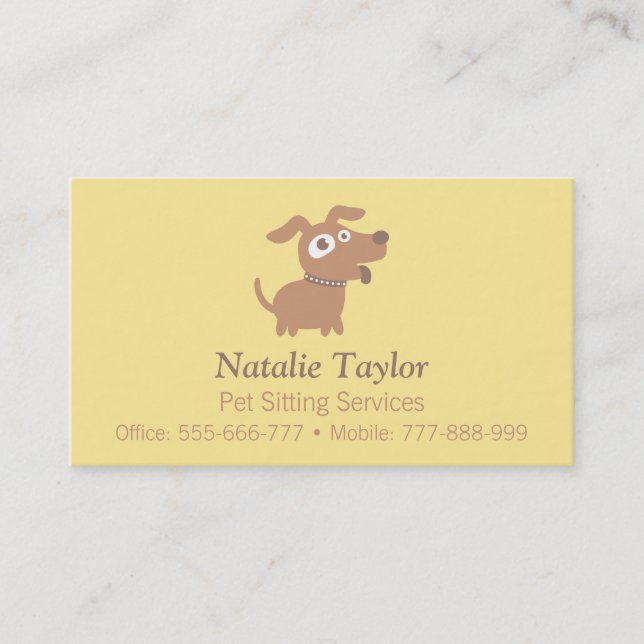 Niedliche Dog Pet Sitter Services Visitenkarten Visitenkarte (Vorderseite)
