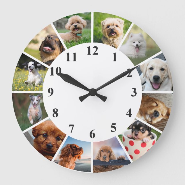 Niedliche Dog-Uhr - Kinderfotografie-Uhr Große Wanduhr (Vorderseite)