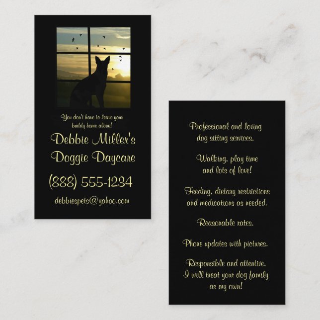 Niedliche Doggie Daycare Business Card Visitenkarte (Vorne/Hinten)