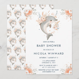 Niedliche Dolphin-Babydusche Einladung