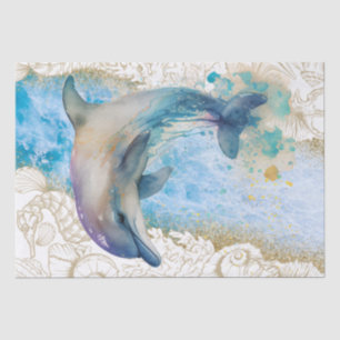 Niedliche Dolphin-Muschel Wasserfarbe Seidenpapier