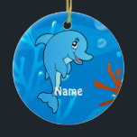 Niedliche Dolphin Ocean Beach Ornament<br><div class="desc">Eine aquatische grafische Abbildung eines niedlichen Delfins auf einem Weihnachtsschmuck. ©2015charmainepaulson</div>