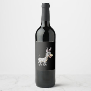 Niedliche Donkey Illustration Lover Geschenk Bauer Weinetikett