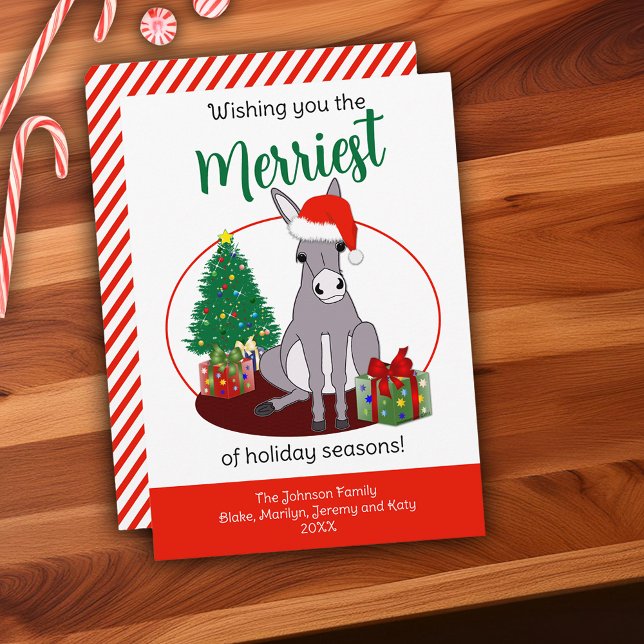 Niedliche Donkey-Weihnachtsmannmütze Weihnachten P (Cute Donkey Santa Hat Christmas Personalized Holiday Card)