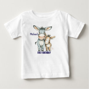 Niedliche Donkeys zum ersten Geburtstag personalis Baby T-shirt