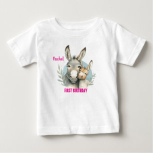 Niedliche Donkeys zum ersten Geburtstag personalis Baby T-shirt