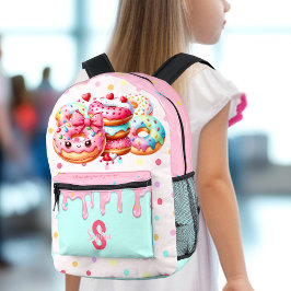 Niedliche Donut Dots Tropfen Sweet Girl Pink Bow N Bedruckter Rucksack