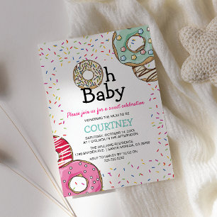 Niedliche Donut & Sprinkles Oh Baby   Babydusche Einladung