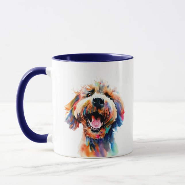 Niedliche Doodle - farbenfrohe Labradoodle Kunst Tasse (Links)