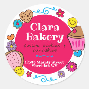 Niedliche Doodle-Kekse Kuchenbacken Runder Aufkleber