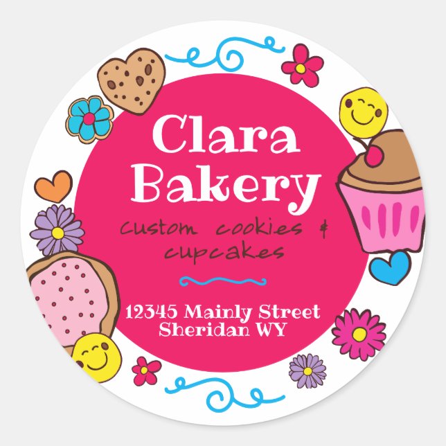 Niedliche Doodle-Kekse Kuchenbacken Runder Aufkleber (Vorderseite)