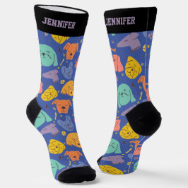 Niedliche Doodle Muster Retro Puppy Lover Socken