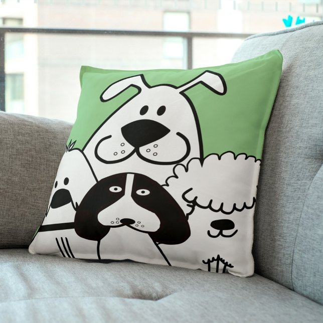 Niedliche Doodles aus vier schwarzen und weißen Do Kissen (Cute Four Black and White Dog Doodles Throw Pillow)