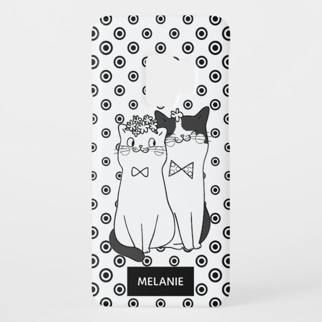 Niedliche Dotty Katzen in Liebe Personalisiert Case-Mate Samsung Galaxy Hülle (Rückseite)