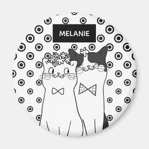 Niedliche Dotty Katzen in Liebe Personalisiert Magnet